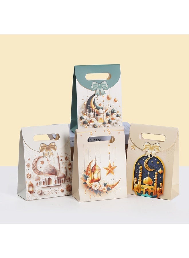 12PCS Ramadan Eid Paper Gift Bags 20×14×7cm – 4 Islamic Designs Treat, Biscuit & Party Favor Packaging Bags - Image 1